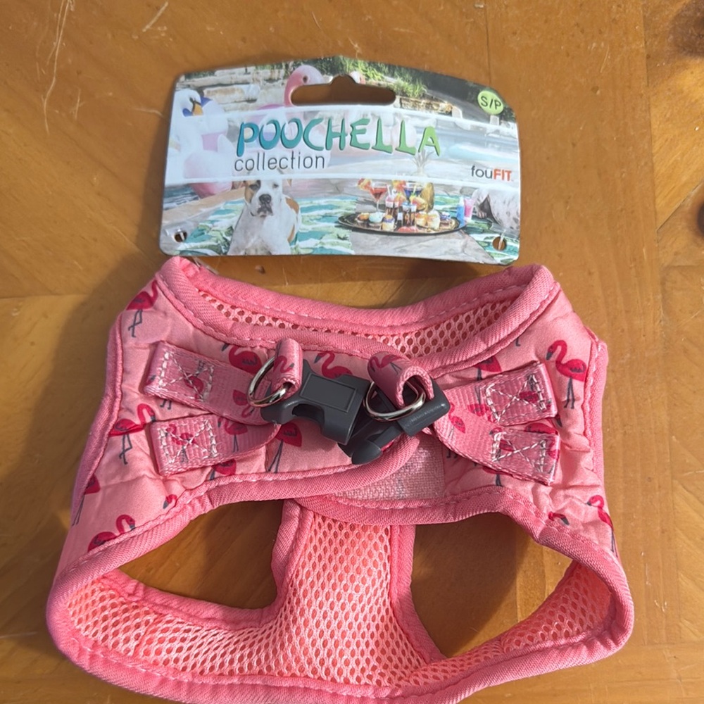FouFIT Poochella Pink Flamingo Small Dog Harness